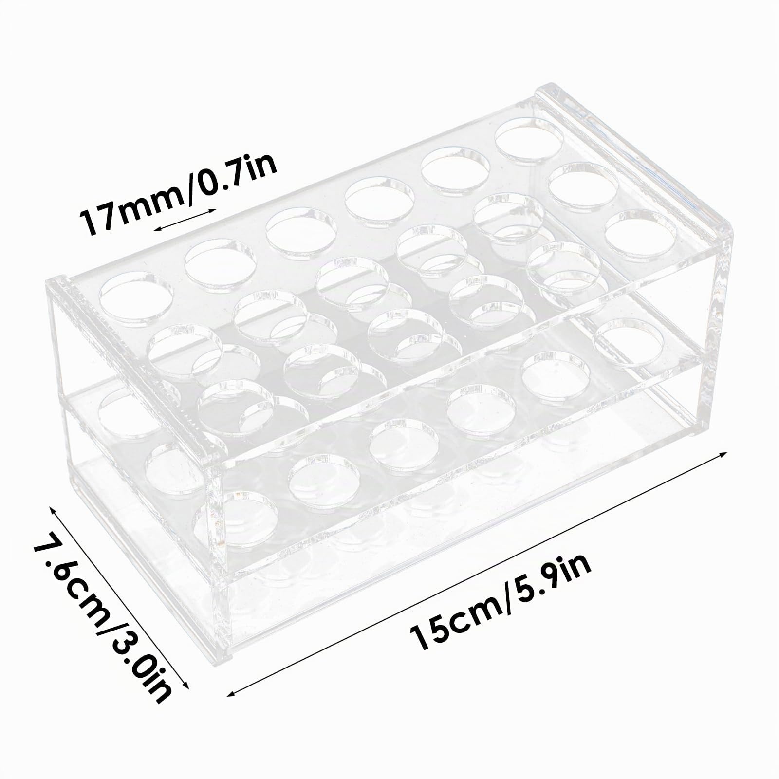 18 Trous Support de Tube à Essai, 15 x7.6 x7cm Acrylique Transparent Test Holder Rack, Support de Tube à Centrifuger pour Laboratoire de Chimie Tube de 17mm