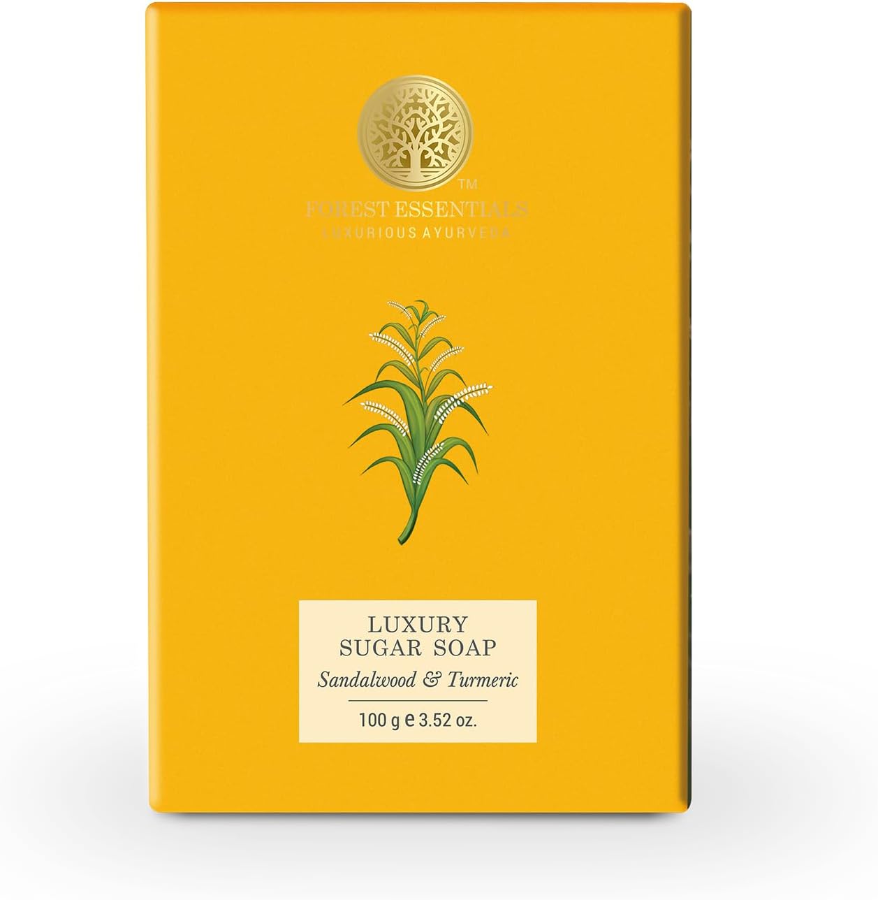 Forest Essentials Luxury Sugar Soap | Sandalwood & Turmeric | Ayurvedic Handmade Organic Bath Soap| Scented Soap For Smooth & Soft Skin | Made with Raw Cane Sugar