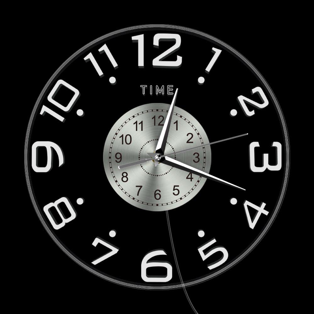 Horloge murale à LED de 30,5 cm avec 7 modes lumineux, horloge murale moderne à grands chiffres silencieuse, horloge murale à quartz silencieuse, facile à lire, fonctionne à piles, horloge murale