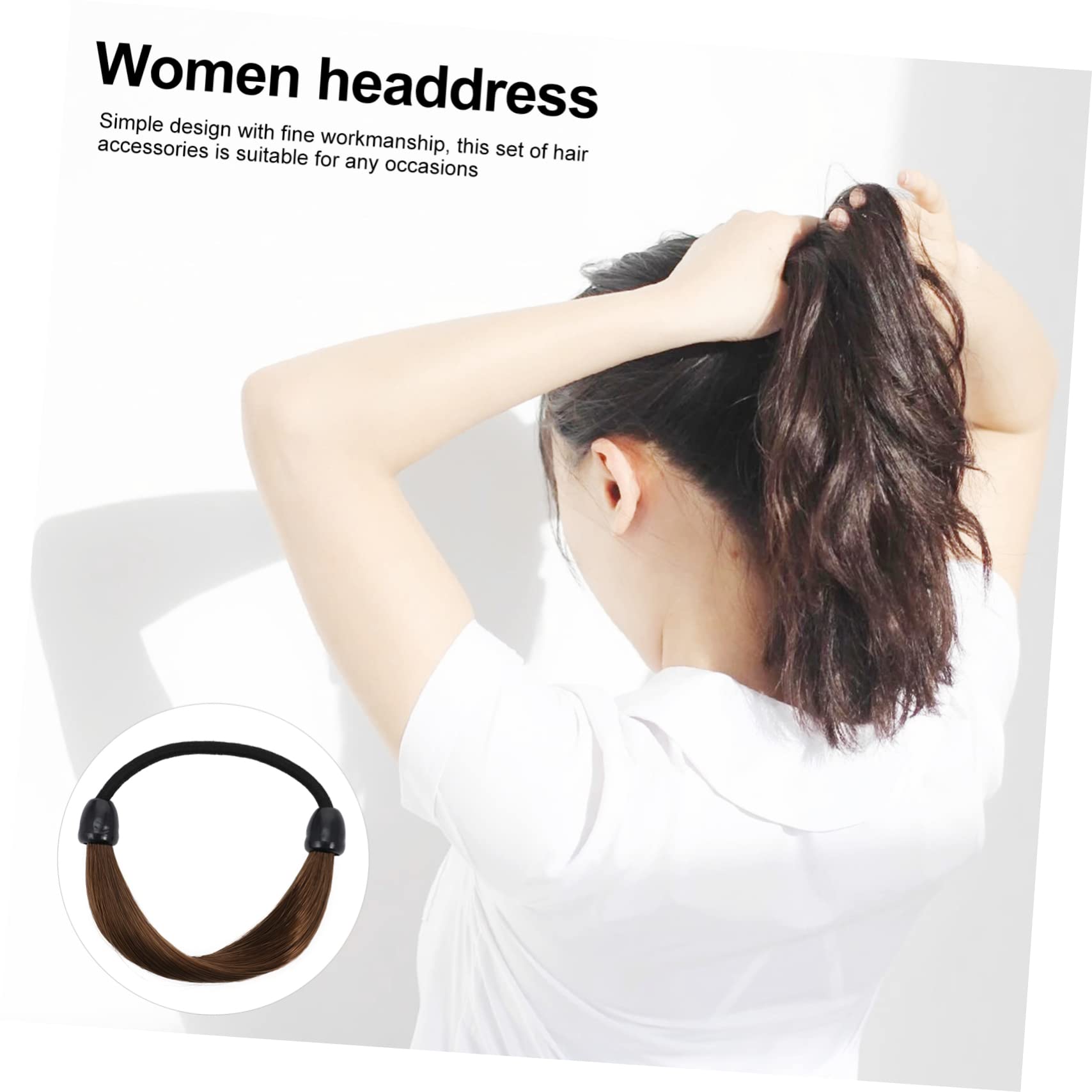FRCOLOR 6Pcs Elastic Hair Bands Ponytail Holders Wig Hair Ties Scrunchie Set for Women Girls Accessories, Coffee - Image 2
