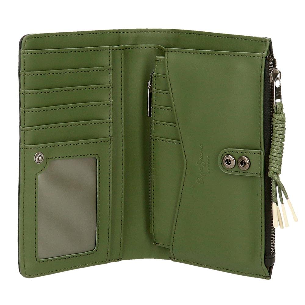 Pepe Jeans Bea Cartera con Tarjetero Negro 17x10x2 cms Piel sintética