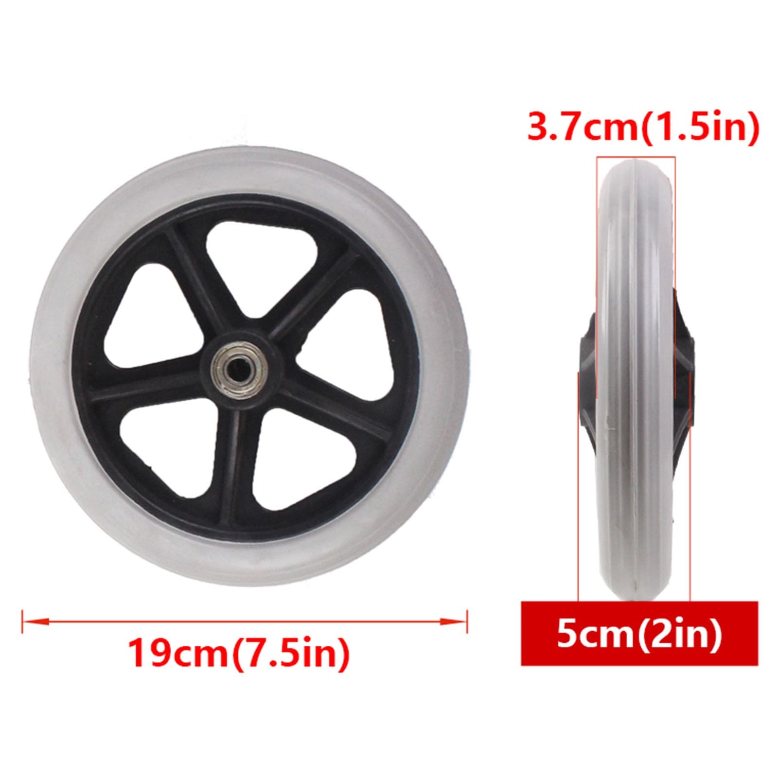 LHX Wheelchair Wheel Accessories Walker Wheel Replacement Wheel 6 Inch/7 Inch/8 Inch Rear Wheel Wear-Resistant and Durable Suitable for Wheelchairs Walkers Rollers Etc(Gris,8 inch)