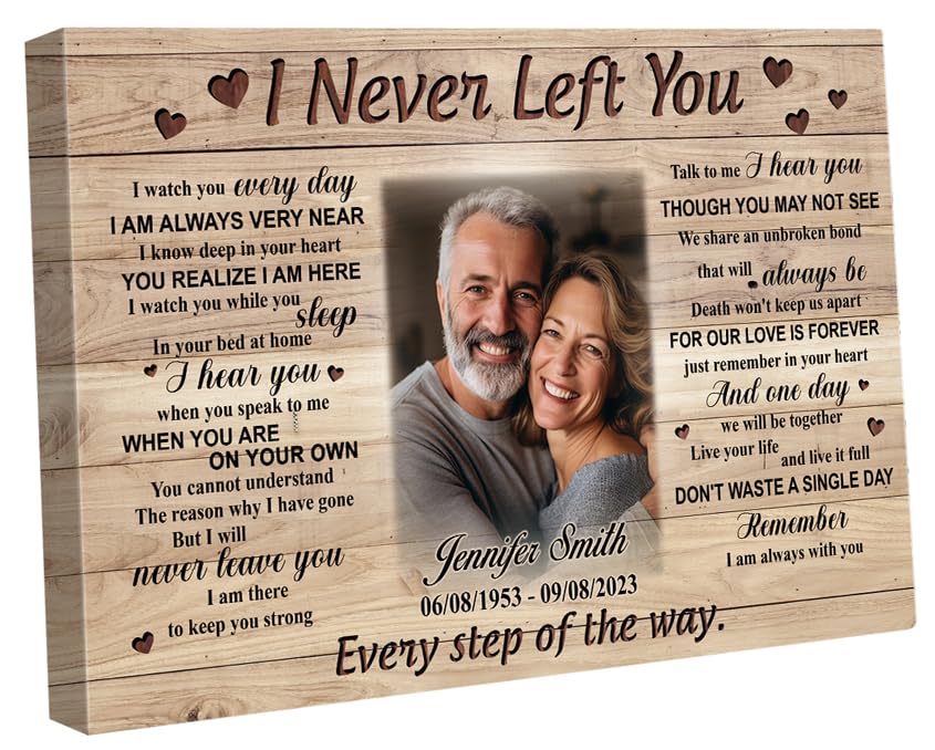 C72612 I Never Left You Landscape Canvas, Custom Photo, Personalized Memorial for Loss of Loved One, Sympathy for Loss of Wife Photo Memorial With