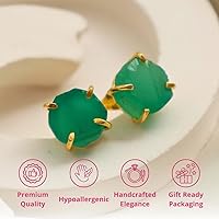 Vista 23 de Gempires Natural Raw Prong Setting Stud Earrings, 8-10 mm Crystals Earring, Handmade Jewelry, Gift for Her