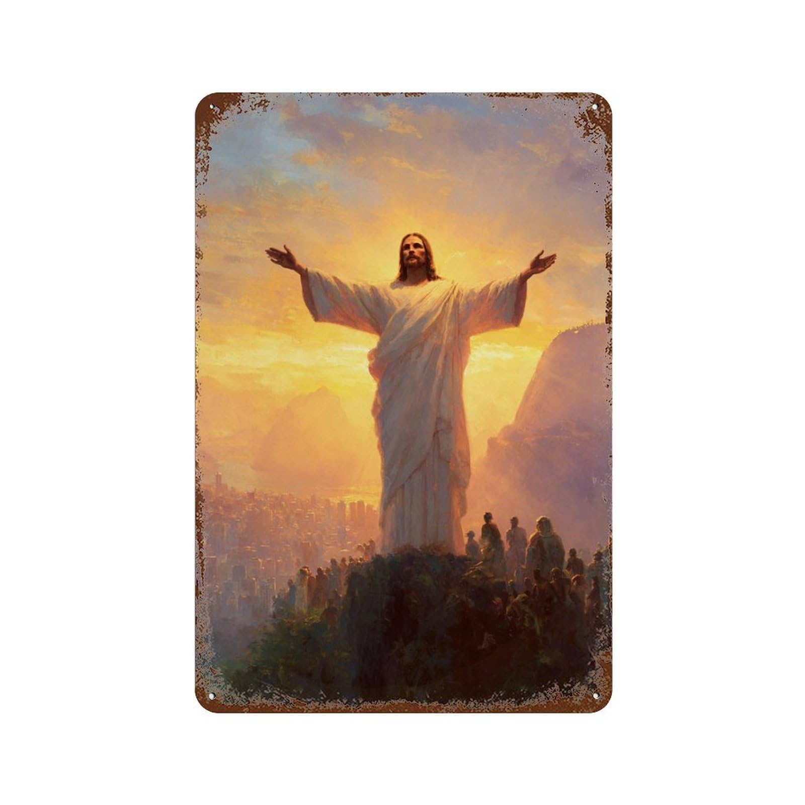 Jesus Christ Painting Artwork Retro Metal Sign 11.8"x7.9", for Bistro, Counter And Cafe Decor, Rustic Home Decor