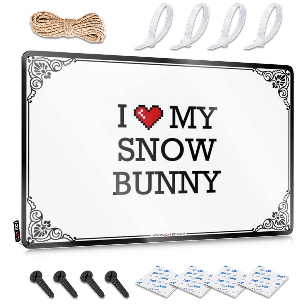 Farmhouse Signs Essentials Waterproof Artwork, Americana Retro Print For Cafe Pub Western Bar | Boys Bedroom Decorations Pre-drilled Custom I Love My Snow-bunny(20X30CM)