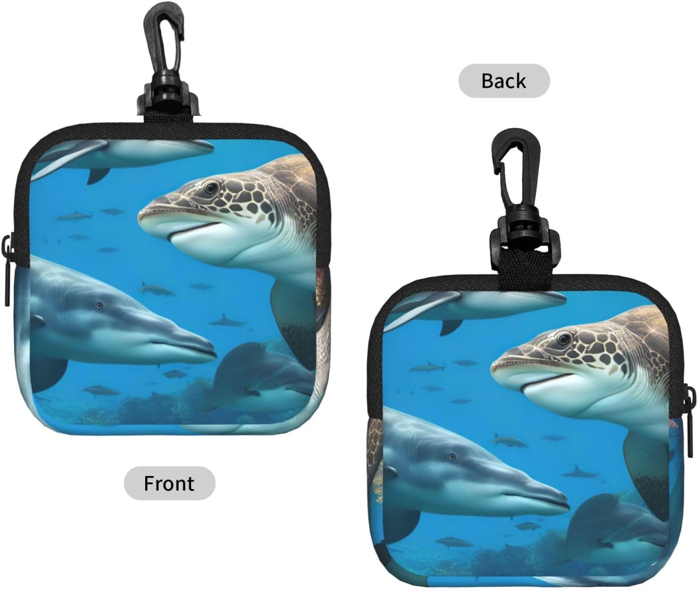 Dolphins Sea Turtle Shark Octopus Coral Reef Print Versatile Square Storage Bag Travel Organizer Pouch Toiletry Home Office Gift image 2
