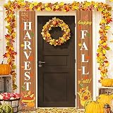 Uniwish Happy Fall Y'all Porch Banner Front Door Sign Harvest Bunting Vertical Welcome Hanging Flags for Fall Thanksgiving Decorations Garland Autumn Farmhouse Home Yard Decor