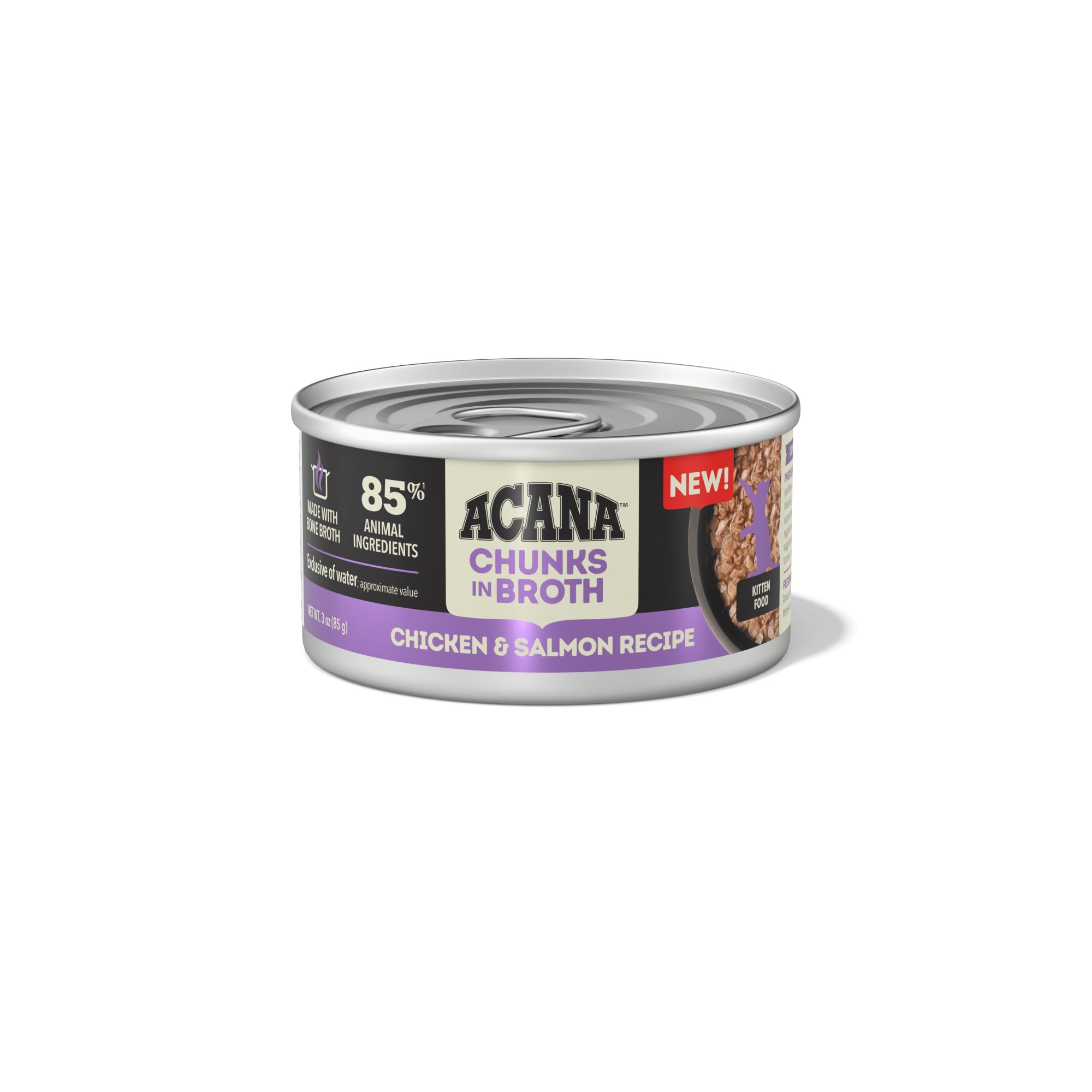 ACANA Chunks in Broth Chicken & Salmon Recipe for Kittens, 3oz, case of 12 cans