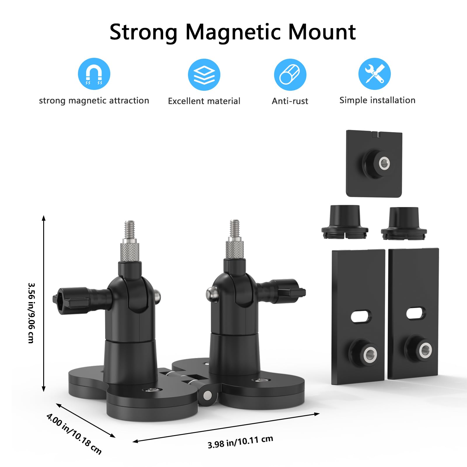 Soporte de pared magnético 2 en 1 compatible con Rin g Stick Up Cam/Spotlight Cam, Blink, Eufy, Arlo, Reolink y panel solar, accesorio de soporte magnético fuerte ajustable, negro