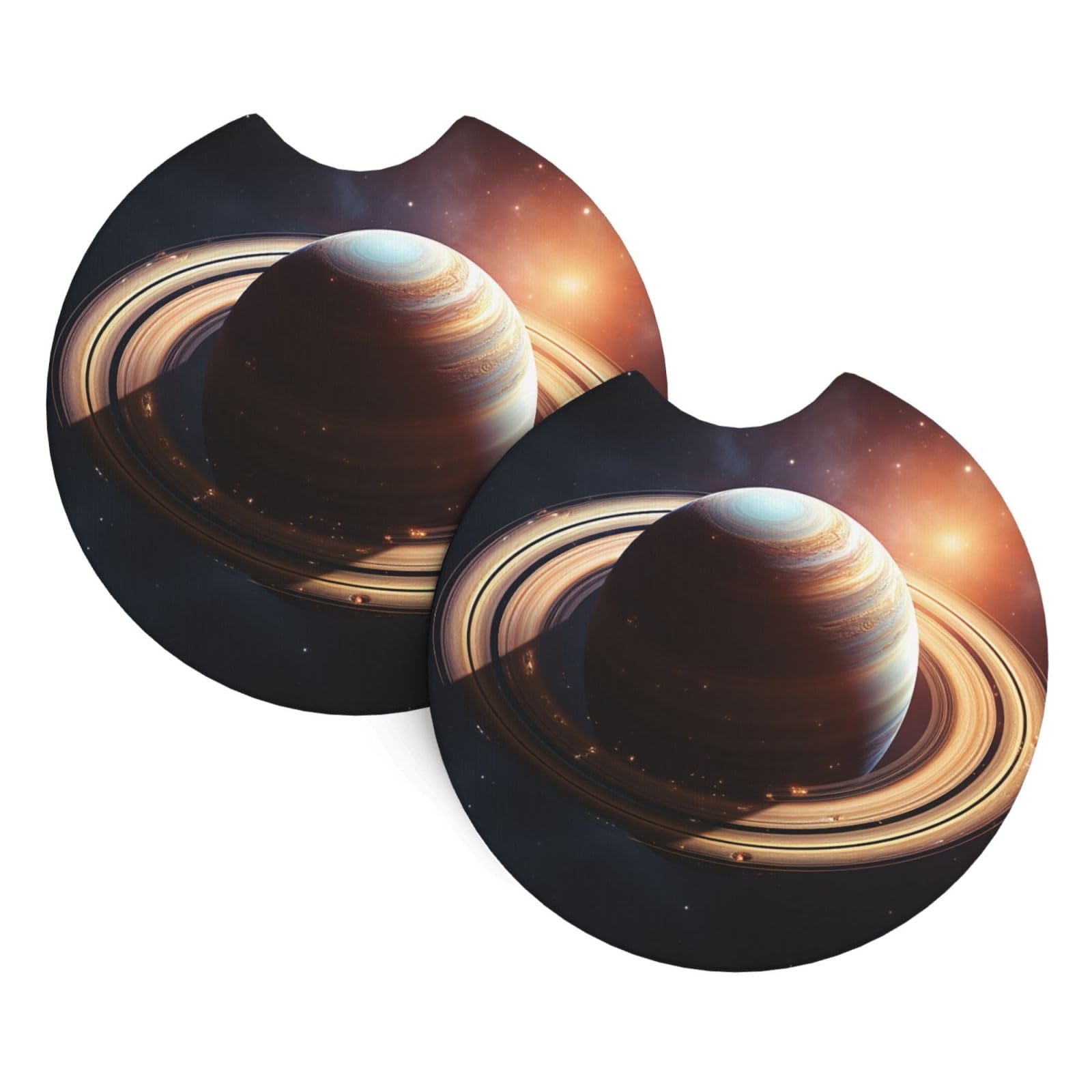 2 Pack Car Coaster for Cup Holders Saturn Ring Planet Car Cup Coaster 2.7" Neoprene Non-Slip Automotive Cup Mat Universal Auto Car Interior Accessories for Women Men Cup Pad