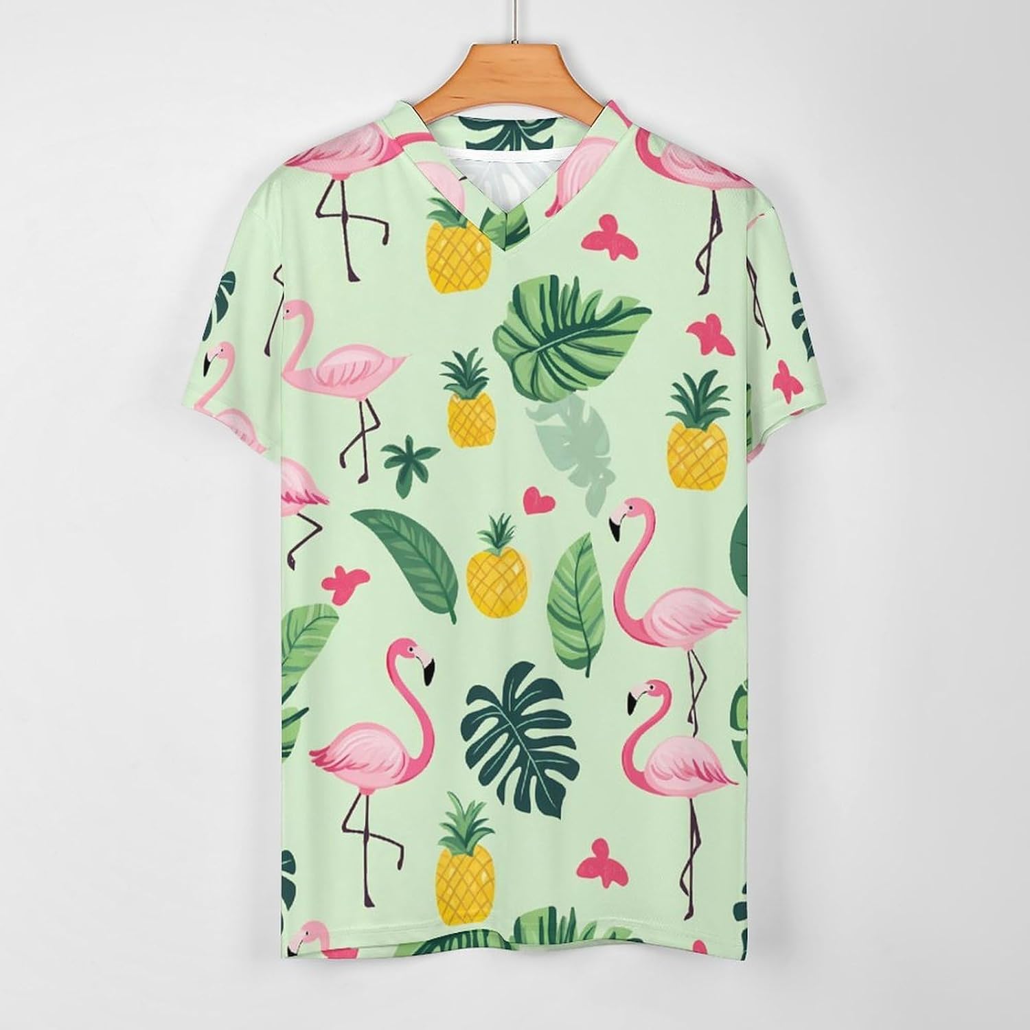 Flamingo Mens V Neck Soccer Jersey Quick Dry Breathable Short Sleeve T Shirt Sports Football Tops 6X-Large