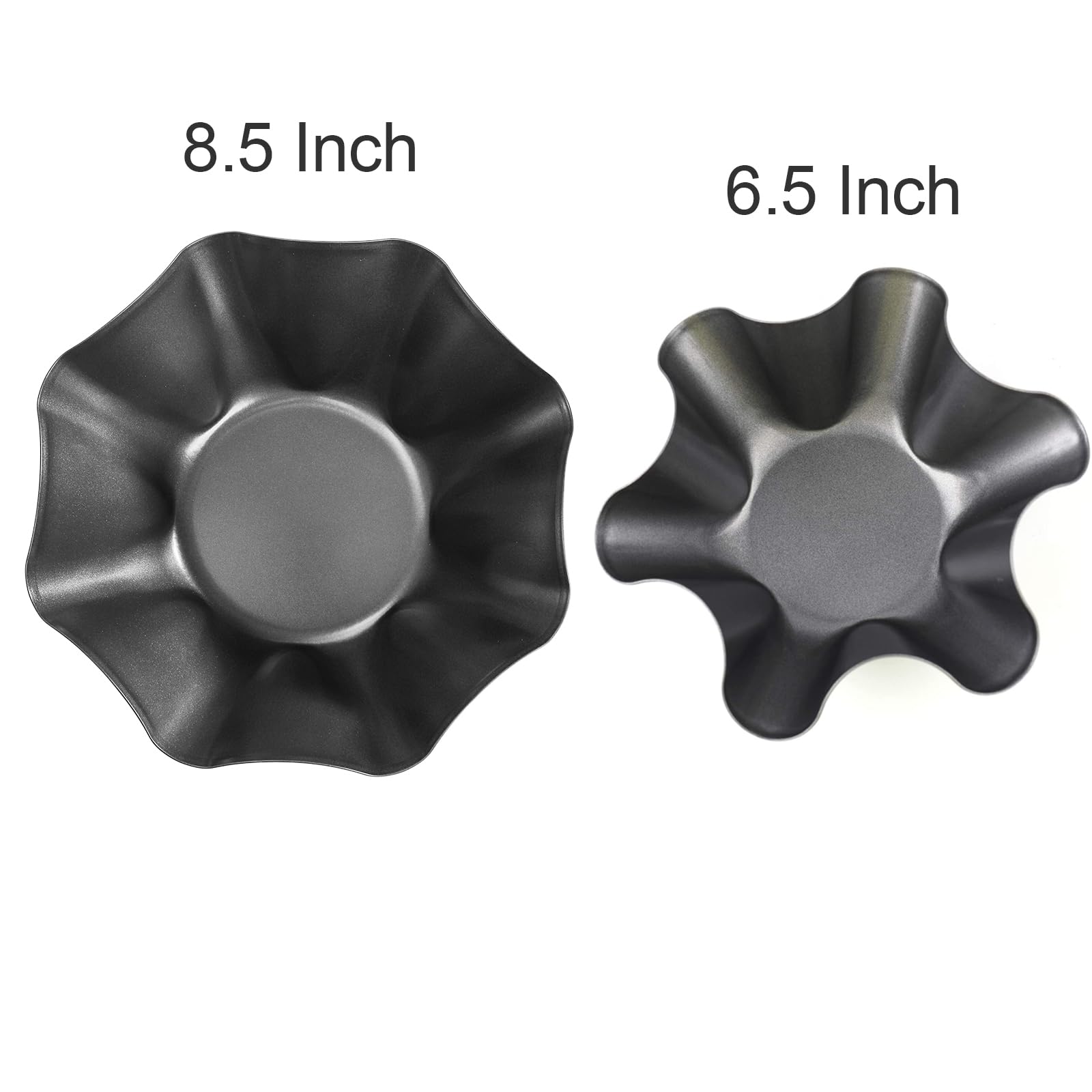 Paquete de 6 cuencos grandes para tacos, sartén para tortilla de 8.5 pulgadas, molde de tarta estriado antiadherente, para ensaladas para hornear en casa, ensaladas 4