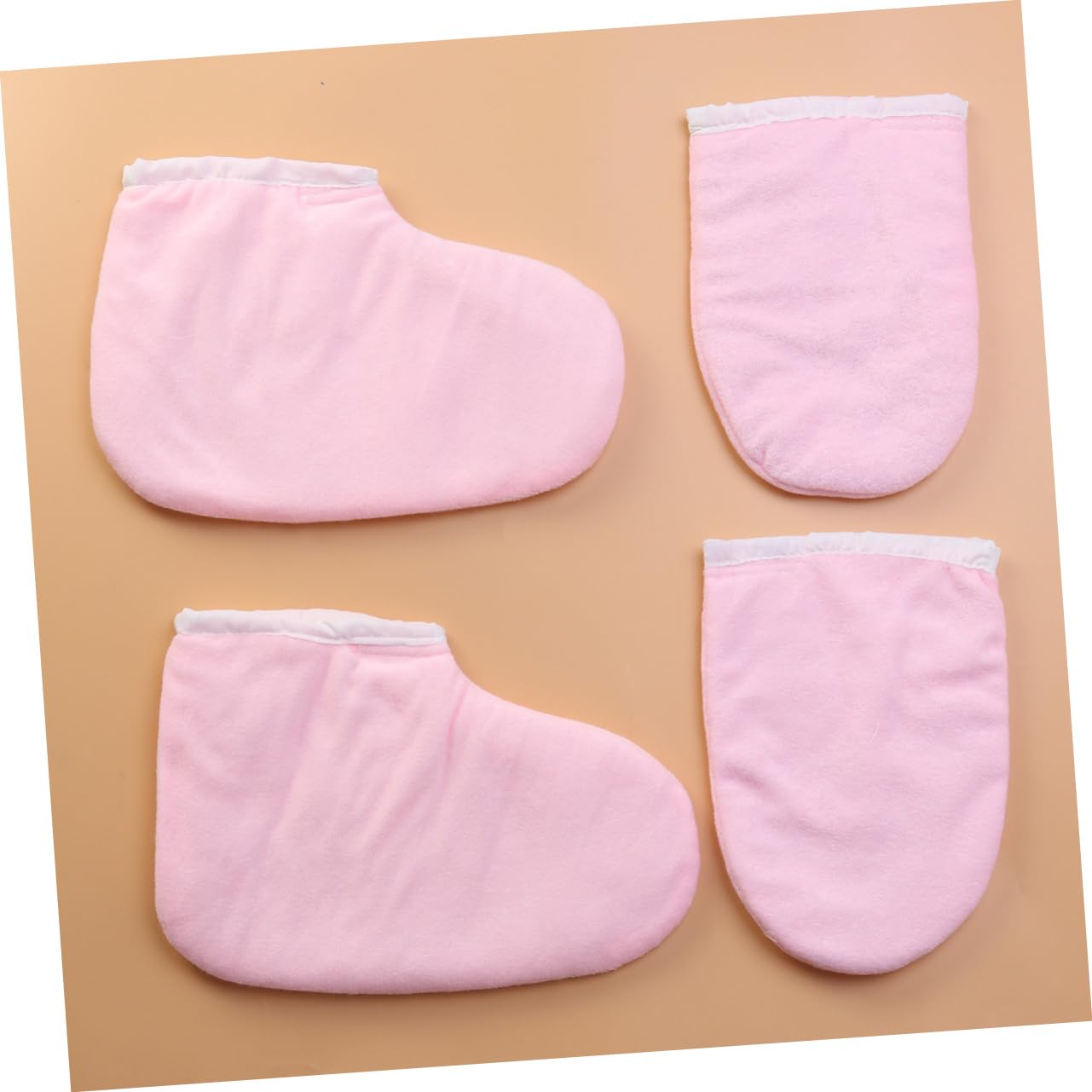 FRCOLOR 4 Paia guanto da bagno copri piedi in paraffina cappello di zucca per adulti cera di paraffina per le guanti copertura per pediluvio Terme rosa