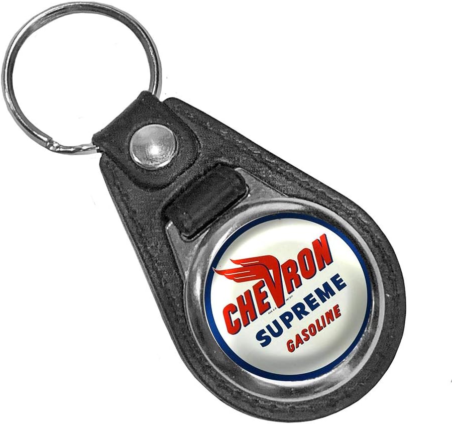 Brotherhood Chevron Supreme Gasoline Motor Oil Gas Classic Vintage Style Round Keychain Key Holder Key Ring For Men Heavy Duty Car Keyring For Men and Women