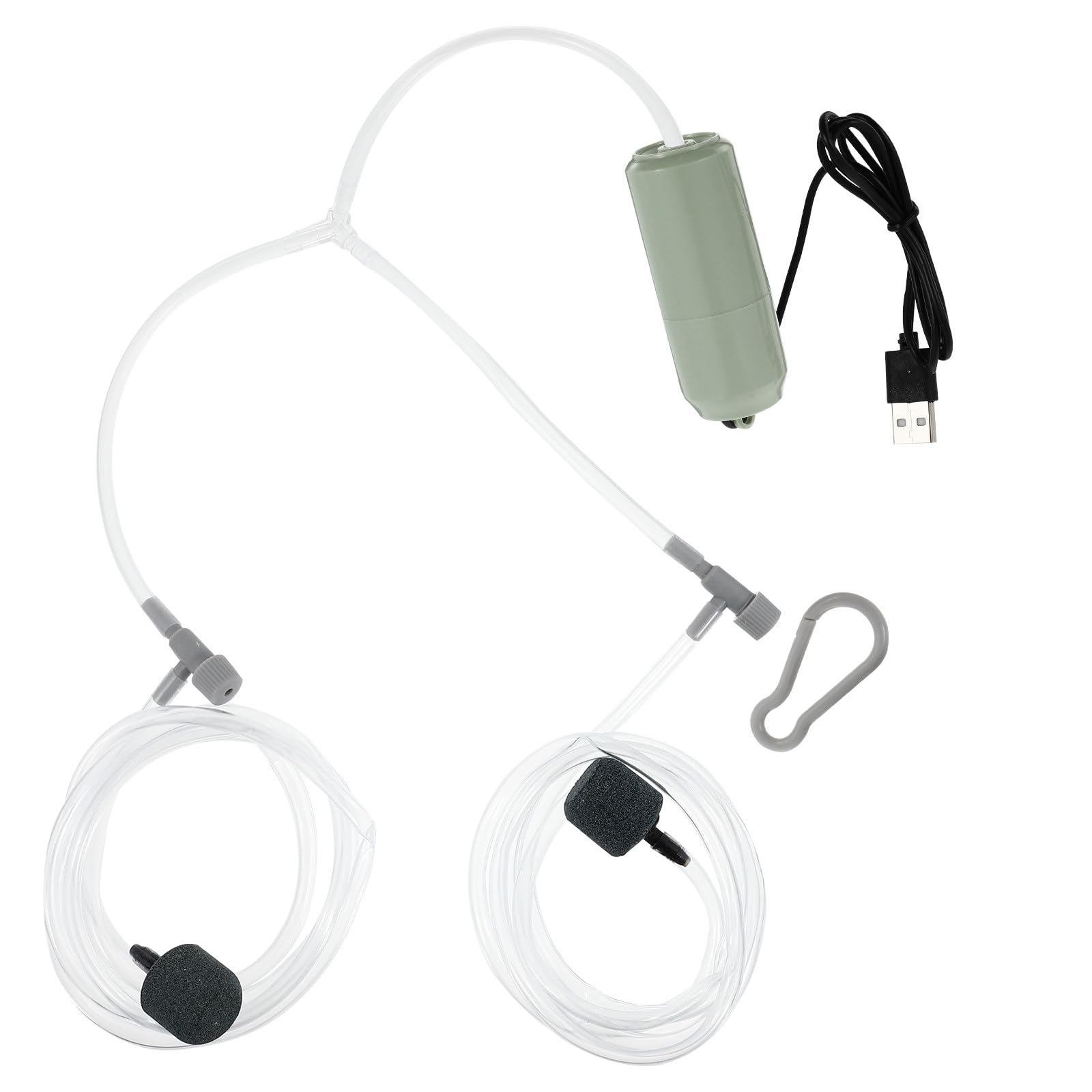 Mini USB Aquarium Air Pump Double Outlet Oxygenation Tool for Fish Tank Portable Green Micro Oxygen Fish Tank