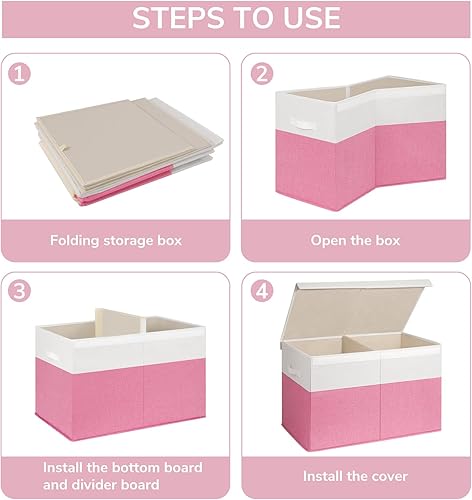 Miniatura 8 de INDRESSME Caja de almacenamiento grande de juguetes de 25 x 13 x 16 pulgadas con tapa, organizador de almacenamiento plegable para juguetes de bebé