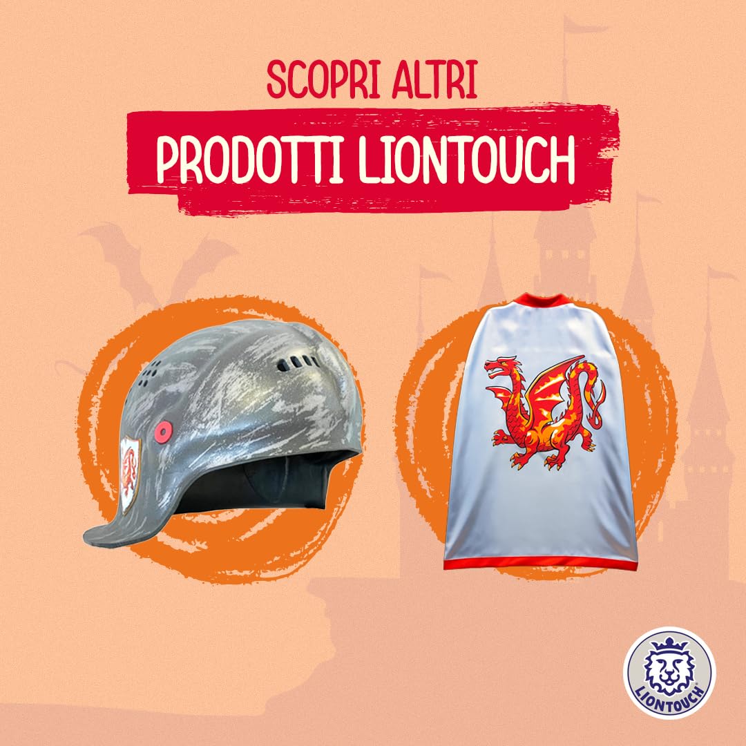 Liontouch - Spada e Scudo in Gommapiuma Drago d'Ambra per Ragazzi da 3 a 8 Anni | Set da Cavaliere Medievale Gioco di Ruolo con Drago Rosso | Armi Sicure e Accessori per Battaglie, Costumi da Bambino