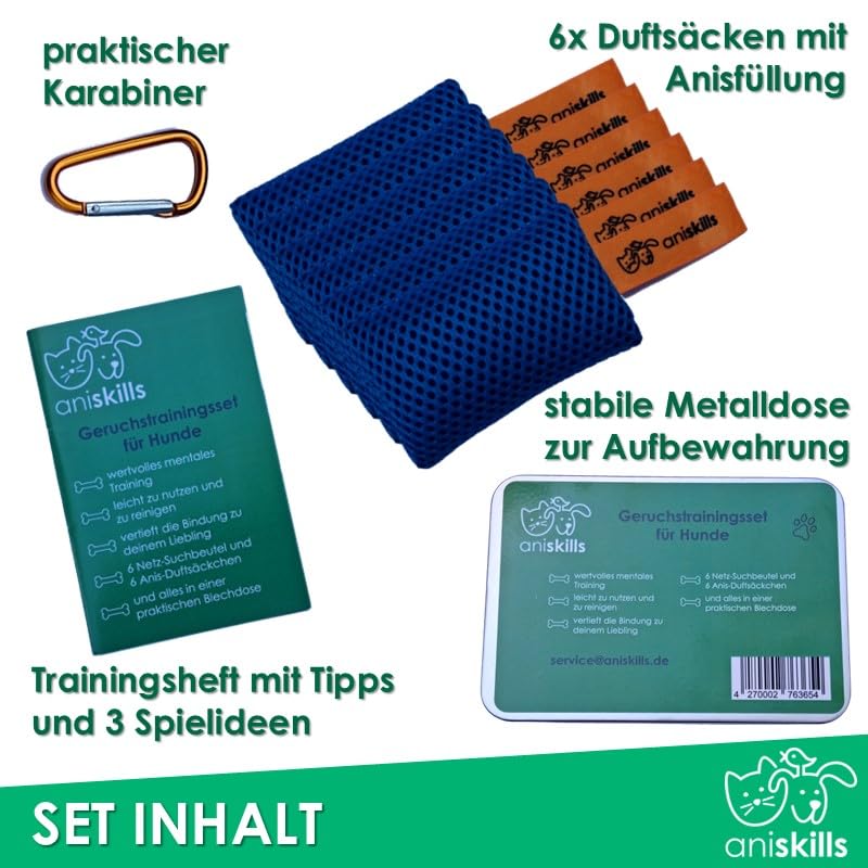 ANISKILLS® - Premium Geruchstrainingsset für Hunde (6er Set) - Hundetrainingsset für Geruchsarbeit - Bereicherung und geistige Anregung - Beschäftigung - Hundetraining Zubehör- deutsches Unternehmen