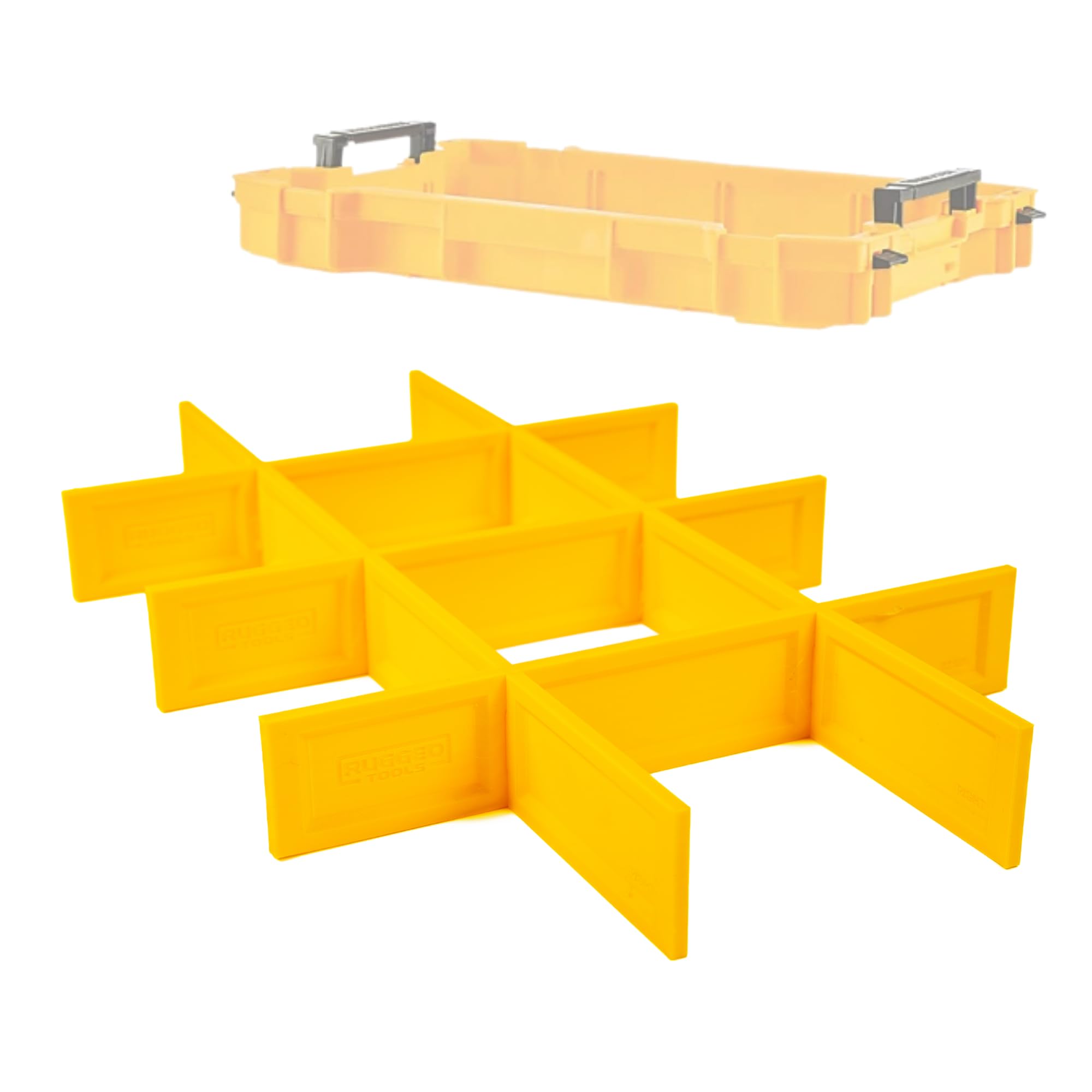 Rugged Tools Yellow Grid Dividers Compatible With Dewalt Toughsystem 2.0 Internal Trays (Dwst83407-1 & Dwst83408-1) - 1 Set