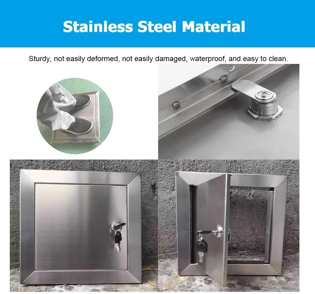 4-36 Inch Access Panel for Drywall, Wall or Ceiling Mounted Metal Door with Key Lock, Stainless Steel Frame, Wall Hole Cover, Plumbing Access Door for Electrical(61x97cm/24x38)