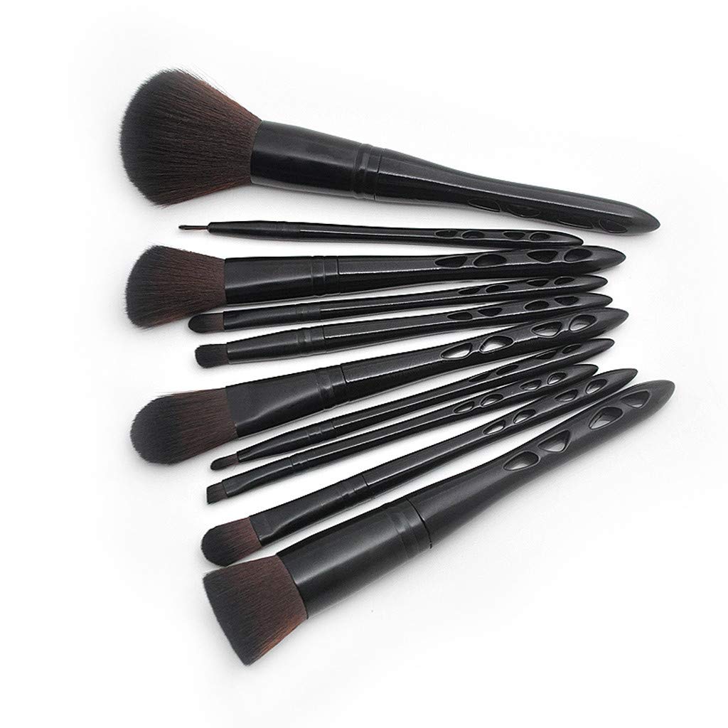 Set di pennelli per Trucco cosmetico, Sopracciglia, guance, ombretti, Eyeliner, Polvere, 10 Pezzi, Nero