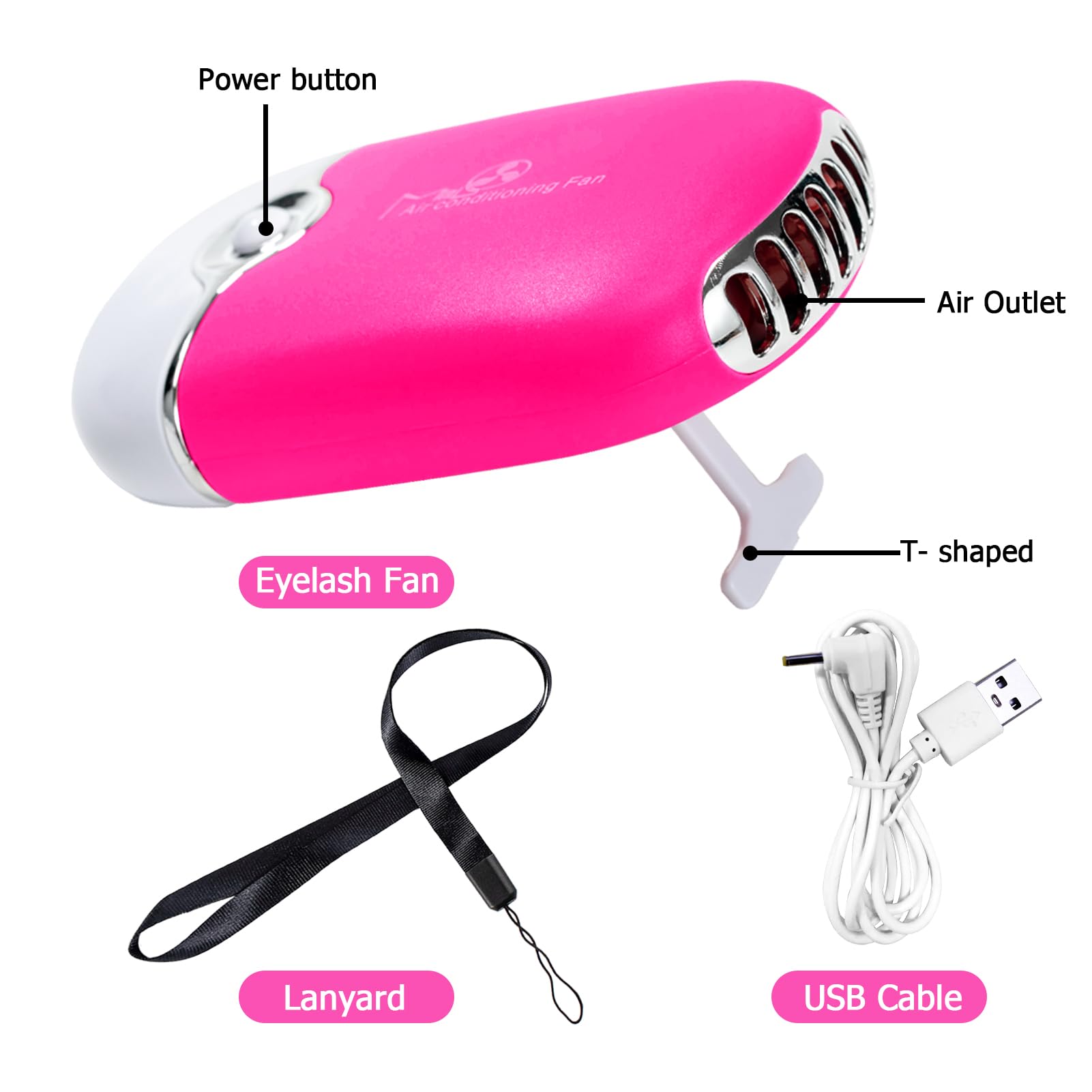 Wimpernverlängerungsreiniger, Wimpern-Mousse-Lash-Shampoo für Wimpernverlängerungen, USB-Mini-Ventilator, wiederaufladbar, elektrische Handklimaanlage, Wimpernbürsten, Reinigungsbürste, Waschflasche