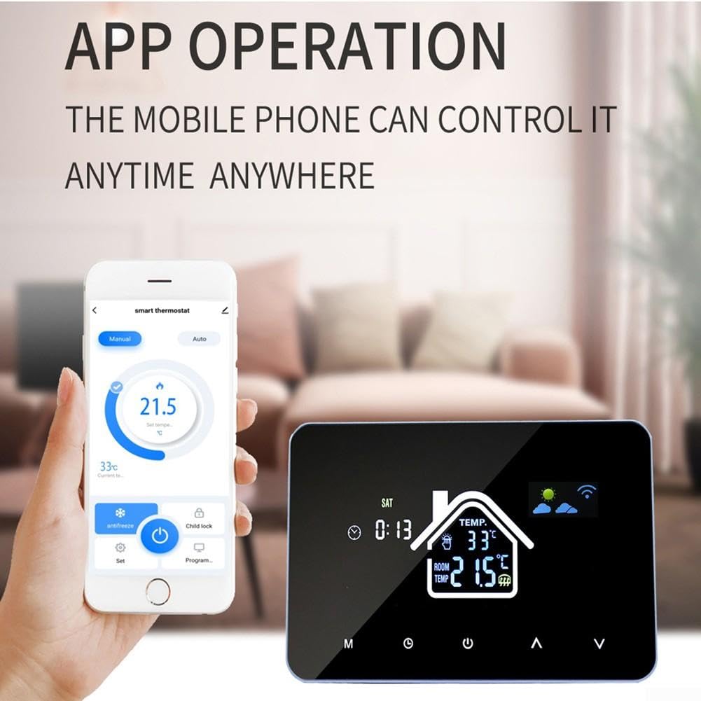 GLOBALHUT Termostato WiFi per tuya Touch Screen 4.3 Pollici Programmabile(Electricity 16A)