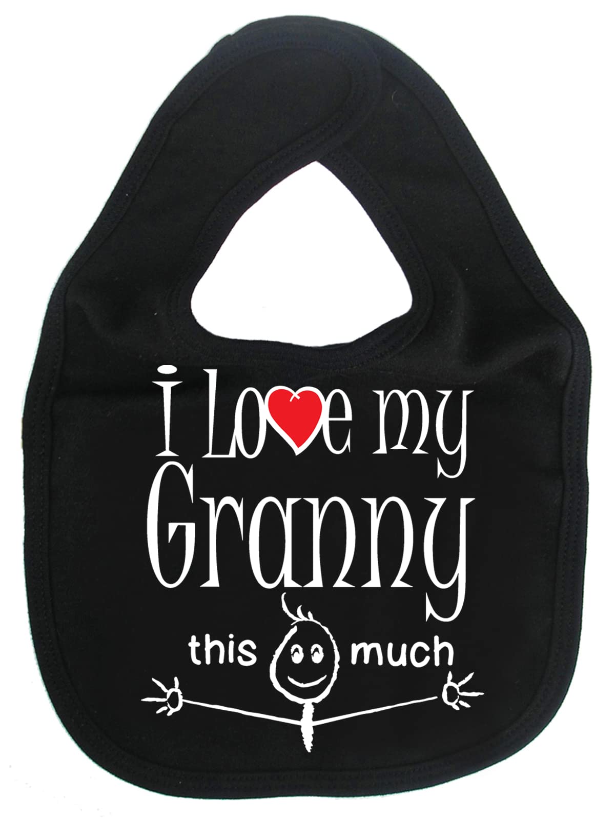 Image is Everything IiE, I Love My Granny This Much, Grandson Granddaughter Baby Unisex Soft Cotton Feeding Bib, Black