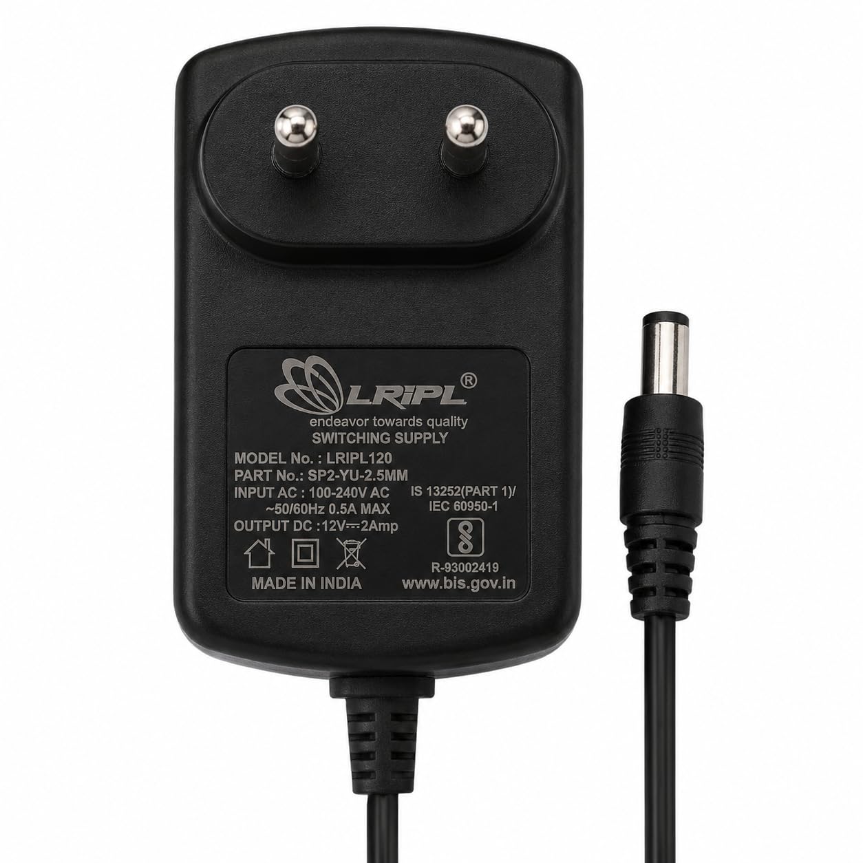 LRIPL 12V 1Amp Power Adapter with 2.5mm Pin 1 Meter Cable | Heavy Duty SMPS Converter Supply for Router, CCTV, DVR, NVR, Set Top Box & LCD Monitor & Electronic Devices - BIS Certified — Amazon image 8