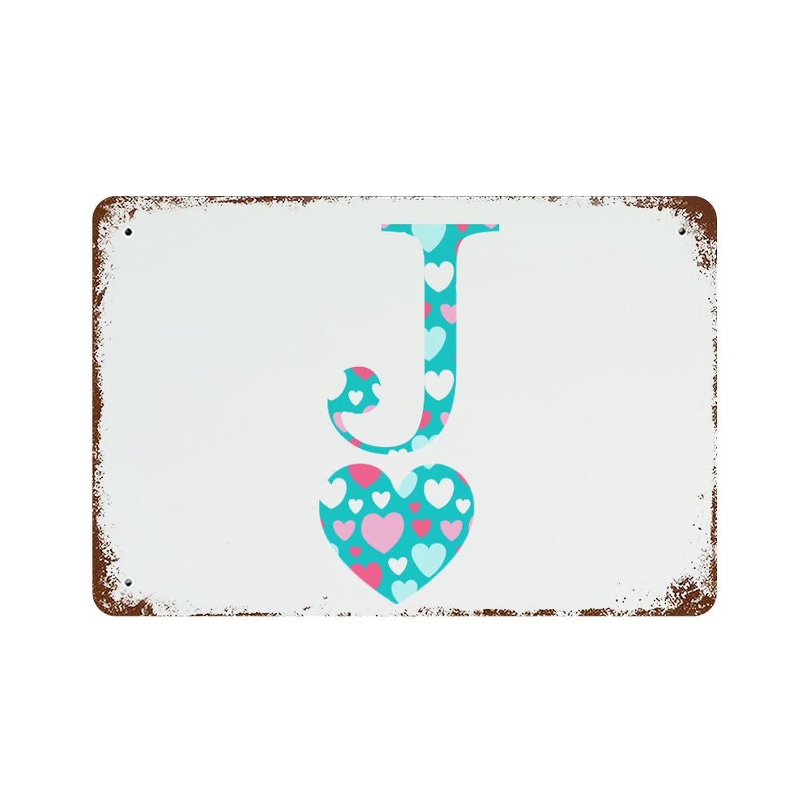 Plaque en aluminium monogramme cœur au style vintage raffiné pour jardin et pelouse