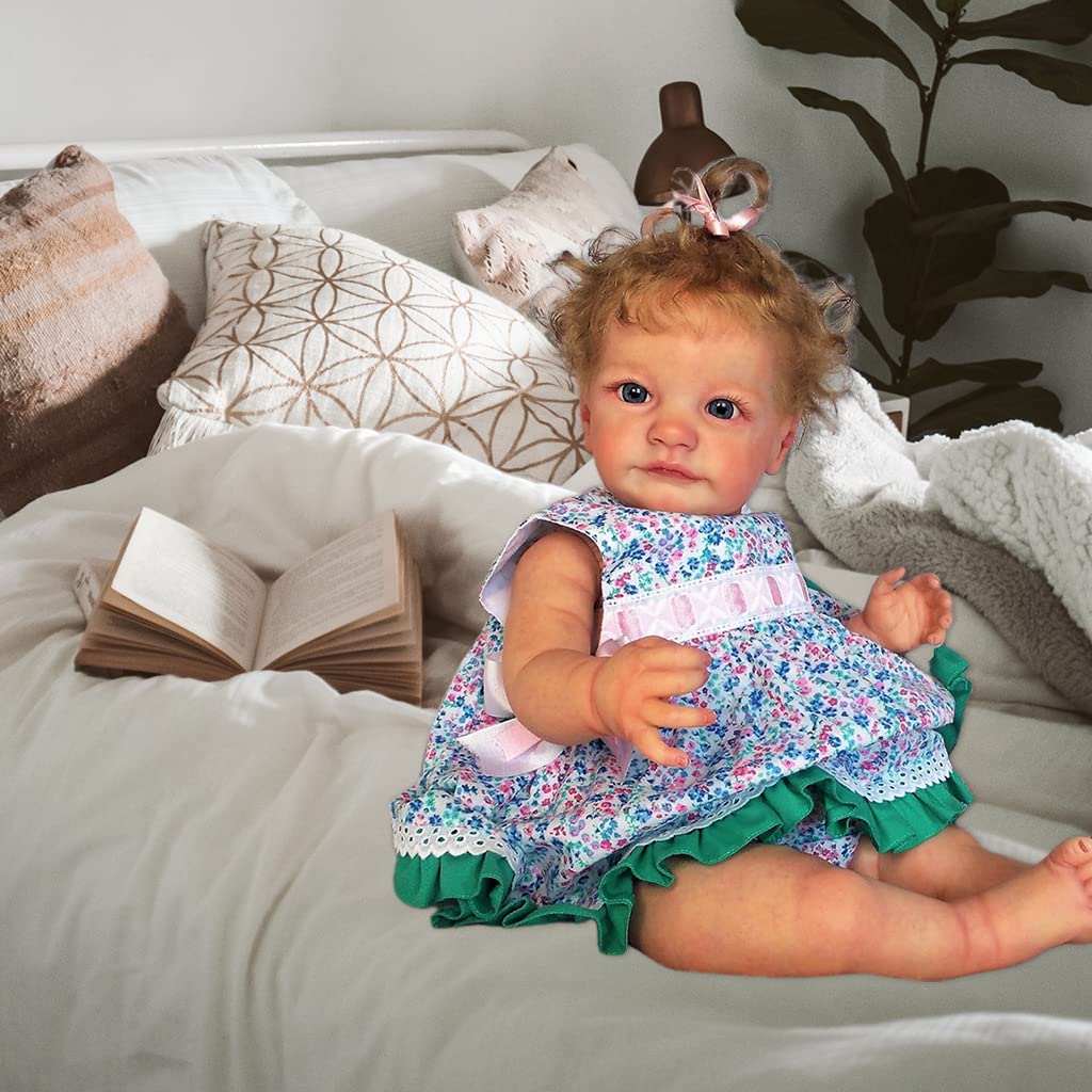 Reborns für Puppen, Babys, Mädchen, für Puppen, 60 cm, pflegend, realistisch, weicher Körper für W/geöffnete Augen, verwurzelte lebensechte Puppen, wiedergeborene Babys für Mädchen,