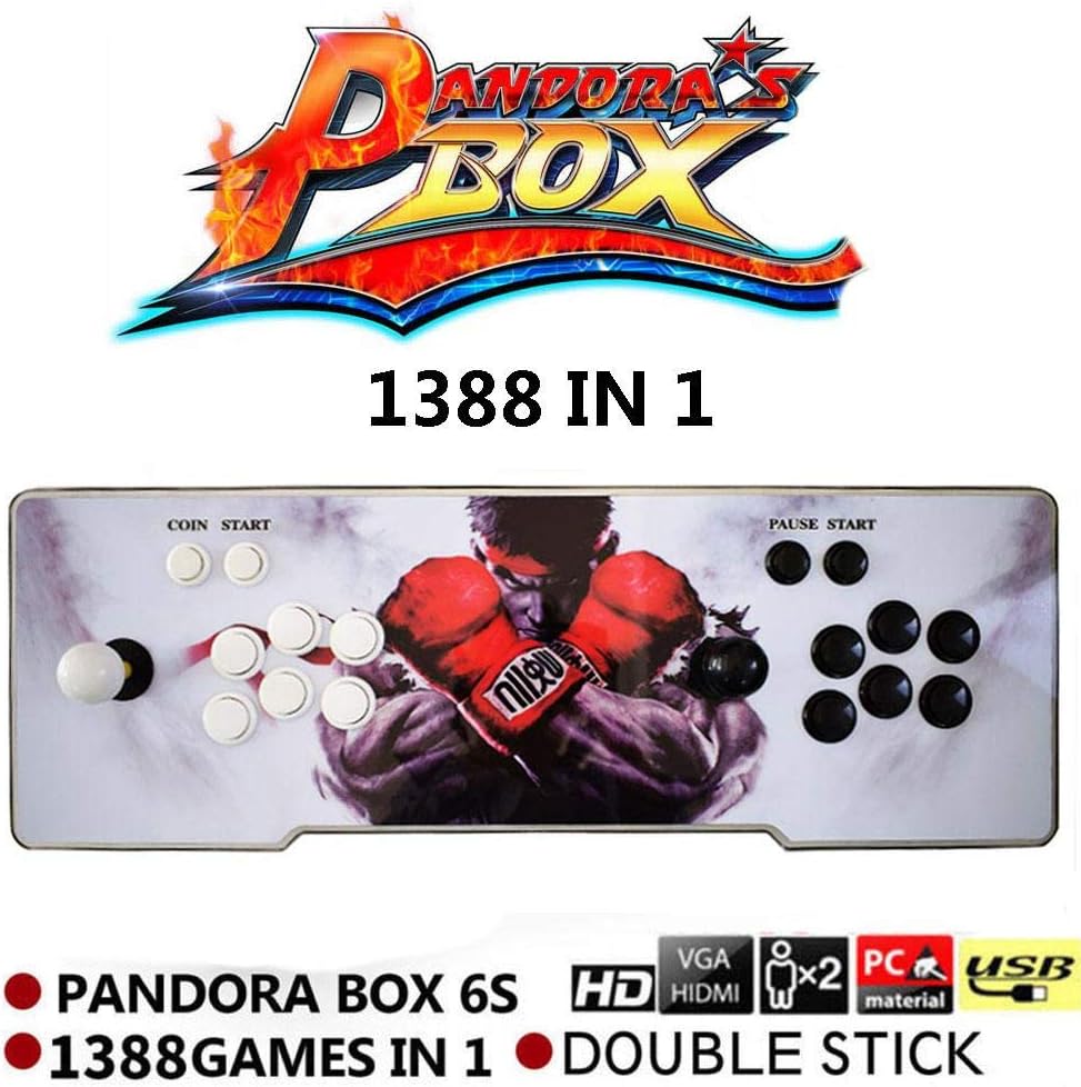 Supertop 1388 in 1 Pandora's Box 6s Retro Video Games Arcade Game Console Double Stick Arcade Console Light Arcade Machine Joystick