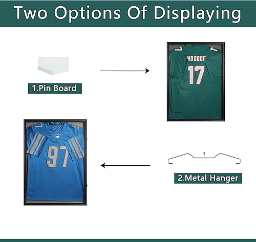 Miniatura 9 de VERANI Jersey Frame - Caja de sombra de camiseta de fútbol - Marco de exhibición de jersey con 98% de protección UV acrílico y gancho de metal para