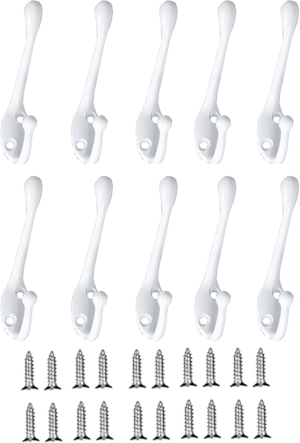 ZSH 10 Pack Double Hook Robe Hook, Coat Hook, Wall-Mounted Clothes Hanger, for Bathroom and Bedroom Door Wall Hook, 3 Colors (Color : B)