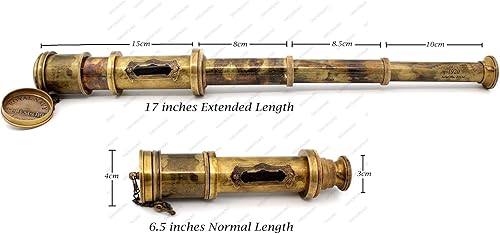 Miniatura 3 de 5MoonSun5 Telescopio pirata de latón, Spyglass plegable monocular decorativo con óptica de vidrio para niños, viajes, senderismo, caza, navegación