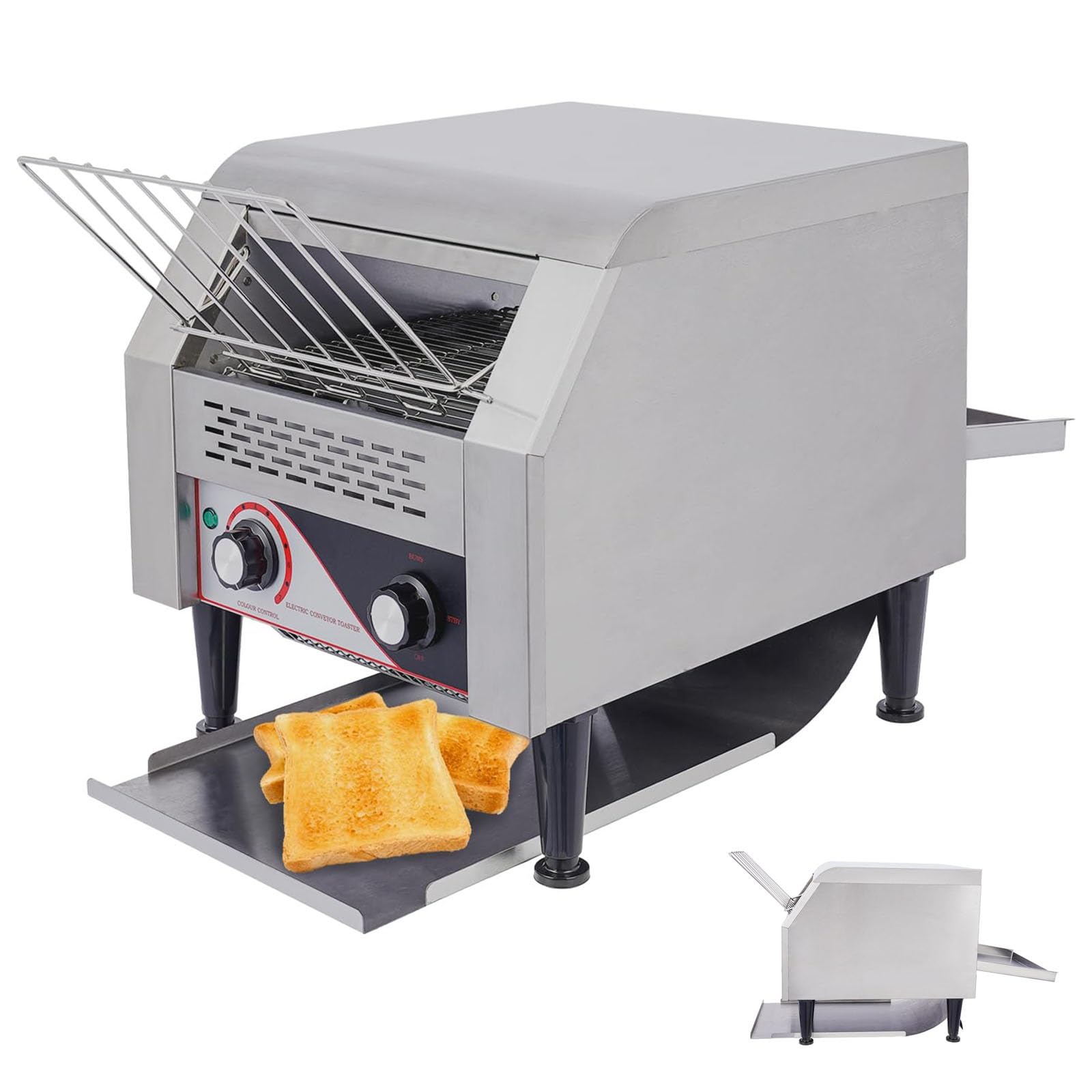 Tostapane professionale a nastro 450 fette/ora | Doppia resistenza | 7 velocità | Forno industriale inox per panetterie, croissant e panifici(150 Slices/H)
