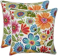 Pillow Perfect Gregoire Bright Floral Throw Pillows Set of 2 - 18.5x18.5 Inch Indoor/Outdoor, Water & Fade Resistant Blue/Purple