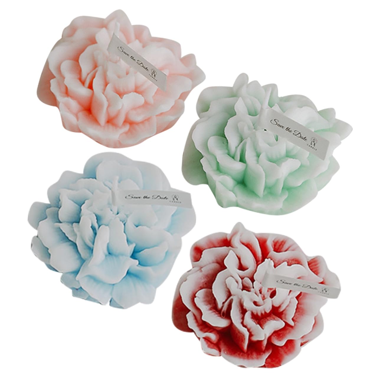 Unomor 4pcs Decorative Flower Candles Scented Small Wax Candles for Mother's Day Weddings and Home Decor