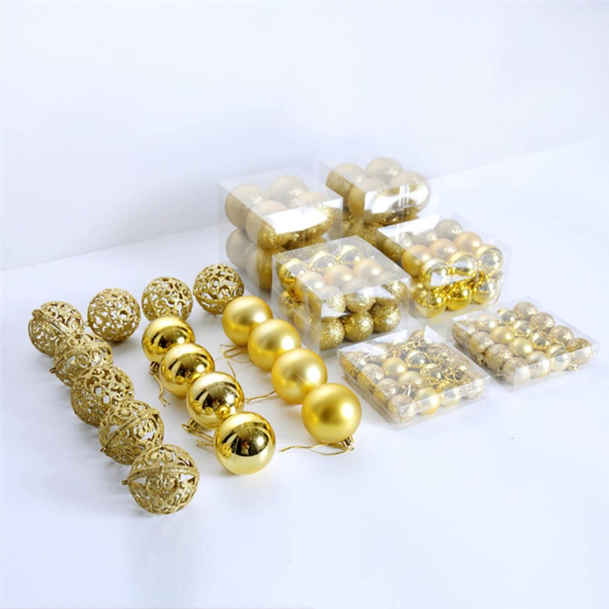 100PCS 3/4/6cm Adornos de Bolas de Navidad Decoración de árbol de Navidad Rosa Bola Brillante Hueca Bola Mate Decoraciones de Navidad para el hogar-Plata, 3 4 6 cm