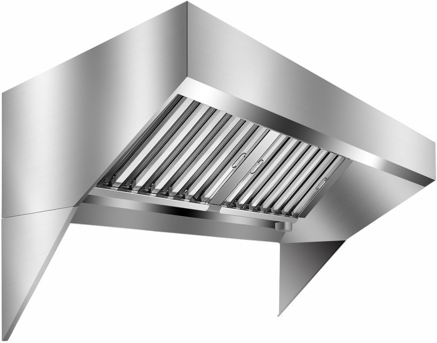 8FT Commercial Kitchen Exhaust Hood, Wall Mount Stainless Steel Vent Hood with 2 Detachable u-Shaped Filters, Rust-Resistant Food Truck & Restaurant Range Hood for Concession Trailer Cooking Station