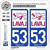 blasonimmat 2 Autocollants Plaque immatriculation Auto 53 Laval - Ville