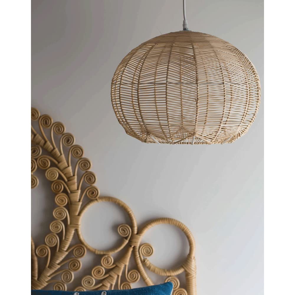 Lampada A Sospensione In Bambù Intrecciato 3 Luci - Paralume In Vimini E Rattan, Design Bohemien, Regolabile In Altezza Per Isola Cucina, Tavolo Da Pranzo, Soggiorno (3x30cm)