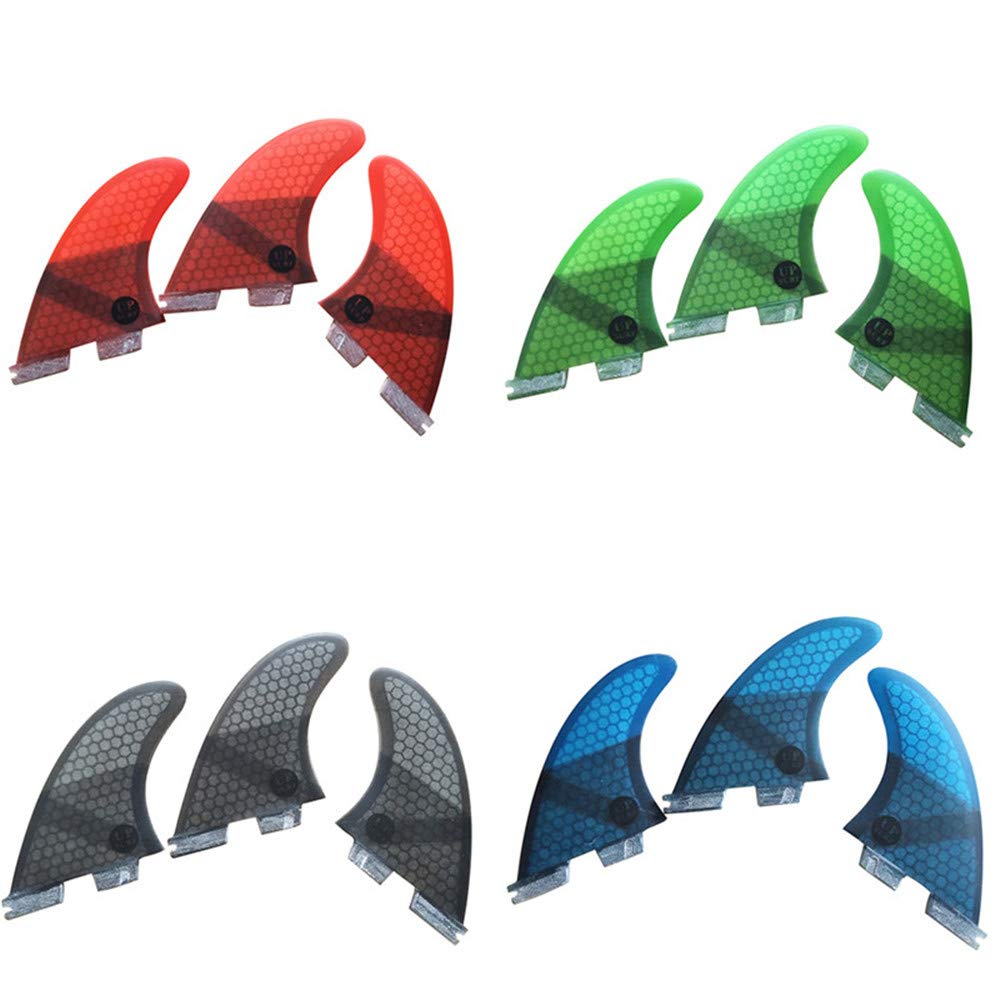 UPSURF Planche de Surf 3 Palmes Double Tabs 2 Fins M/L Rayon de Miel+Fibre de Verre pour Le Surf