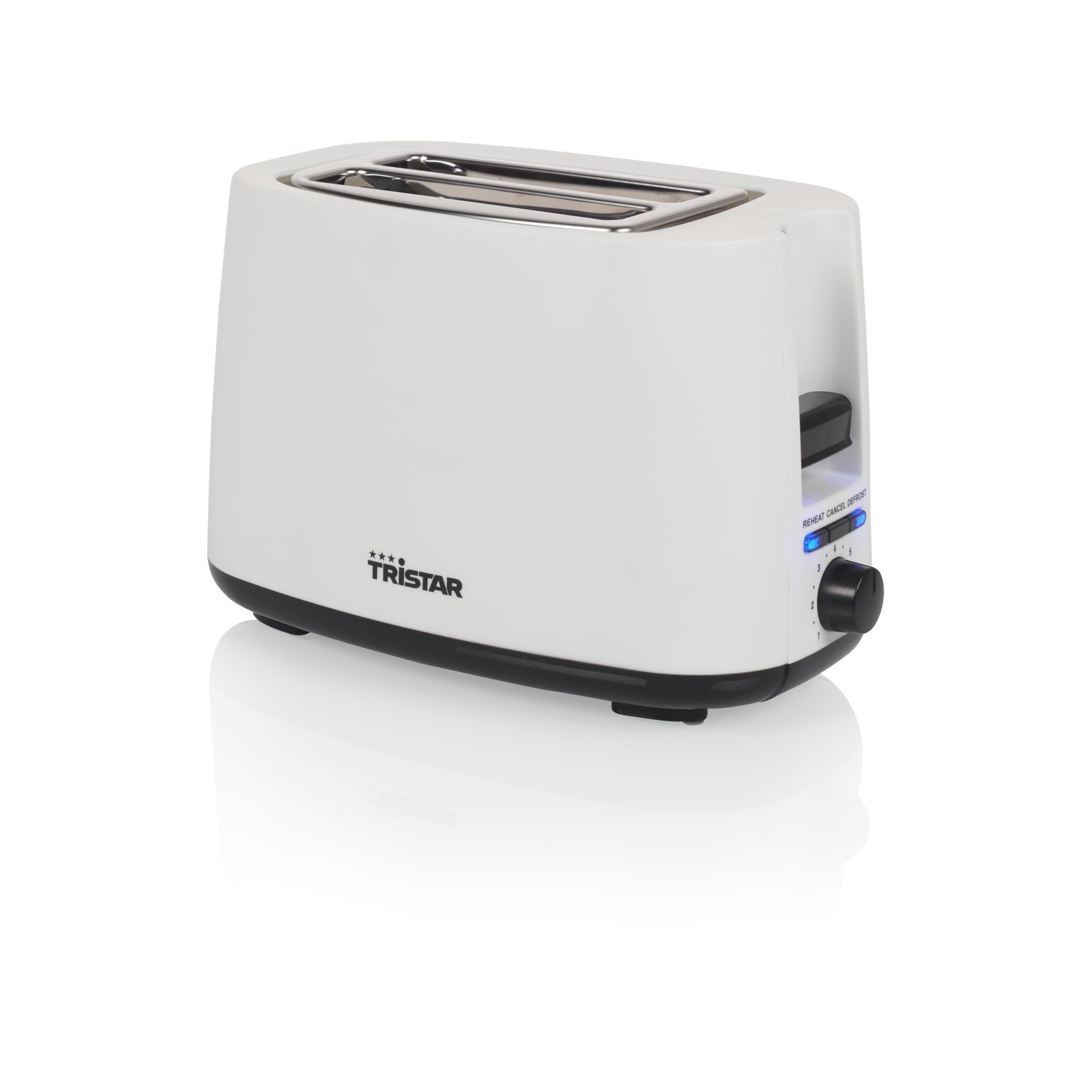 Tristar Tostadora, 2 ranuras, 7 niveles de tostado, accesorio para panecillos, funciones de descongelación, elevación, centrado y desconexión, blanco, BR-1055