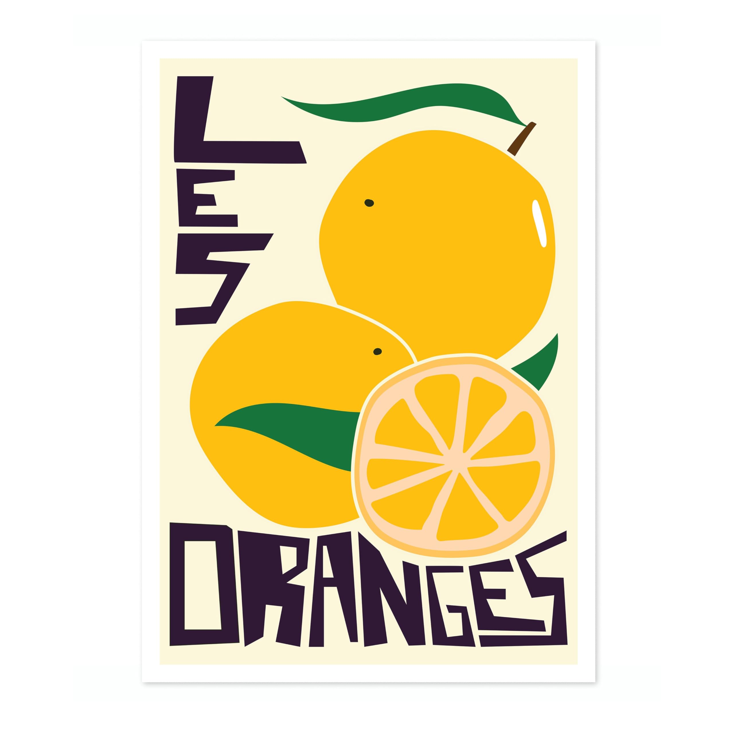 Animato Oranges Print, Graphic Fruit Poster, Colourful Framed Wall Art, Kitchen Decor, Foodie Gift Idea, Archival Matte, A2 (Print Only) - 59.4x42cm โ image 1