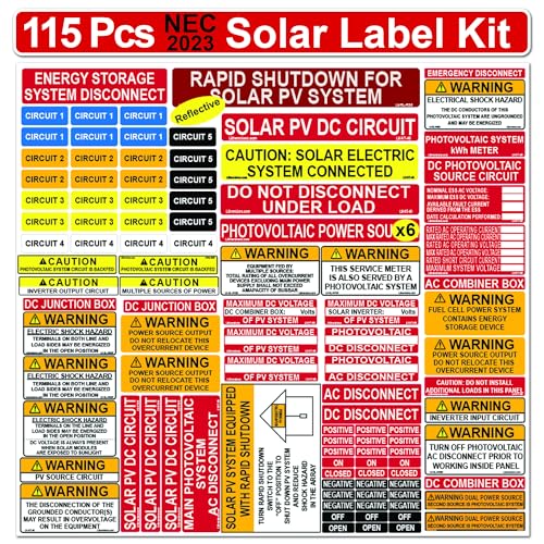 Étiquettes pour système solaire photovoltaïque pour sécuriser votre panneau électrique