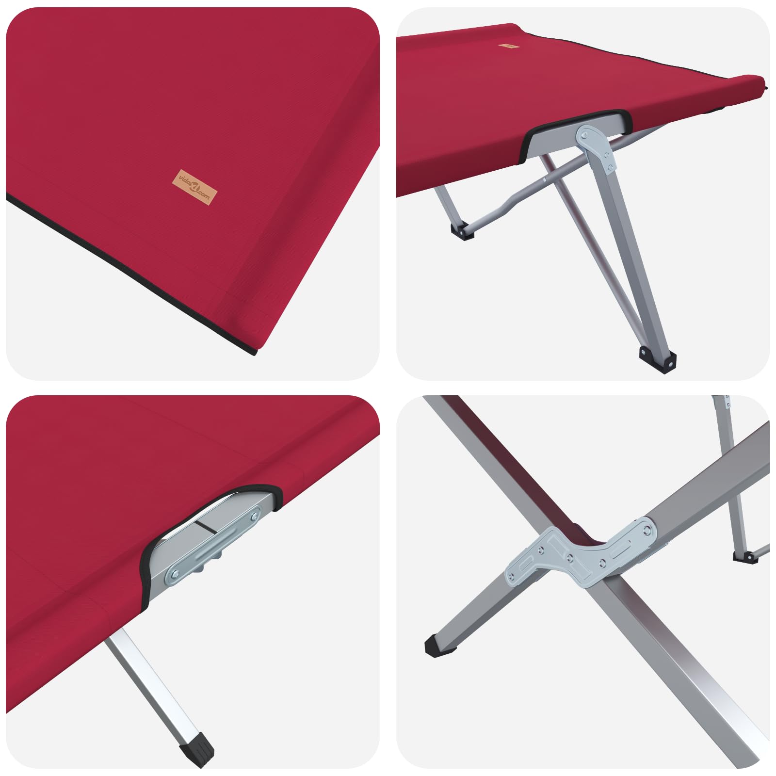 SKM Klappbett für Camping Rot Metall und Stoff Standard Faltbar,Sportartikel,Outdoor-Aktivitäten,Camping & Wandern,Camping-Möbel,Feldbetten,Rot,6.91KG,42003118