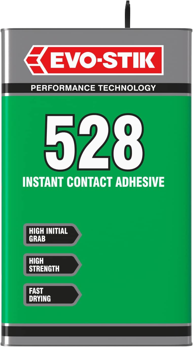 EVO-STIK 528 Instant Contact Adhesive 5l - Multipurpose Adhesive - High Shear Strength - Good Temperature Resistance