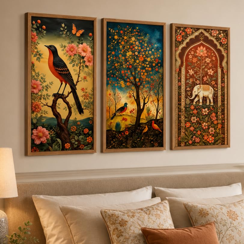 Vintage Botanical Wall Art Set - 3 Paintings -1